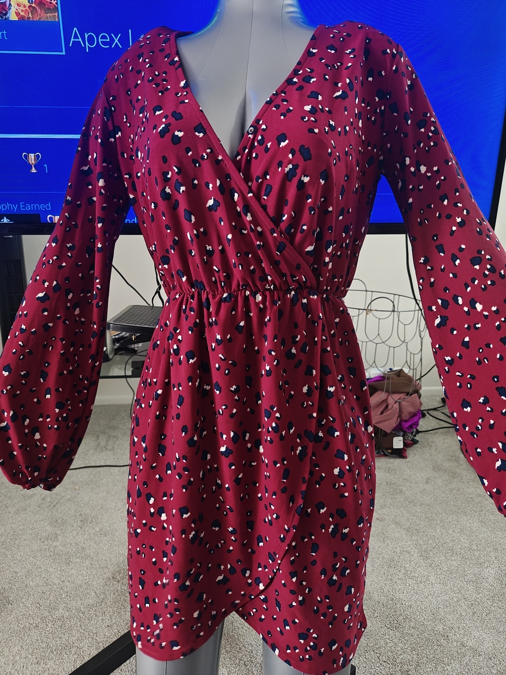 Women's Pink Leopard Print Wrap Dress